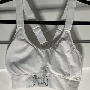 Juicy Couture White Sports Bra with Rhinestone Logo